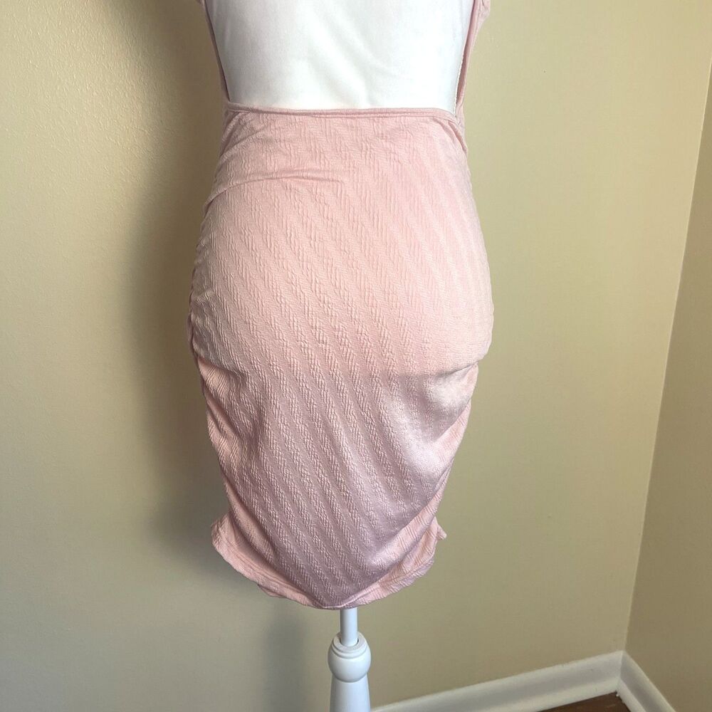 Y2K Style Pink Bodycon Halter Top Mini Dress 4 Slinky Coquette Sexy Valentines - Picture 6 of 11